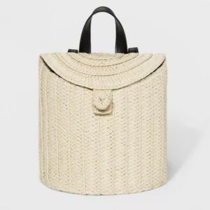 Straw basket backpack purse